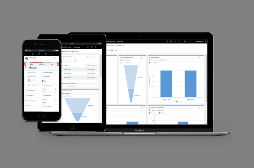 RapidStart CRM eri laitteilla